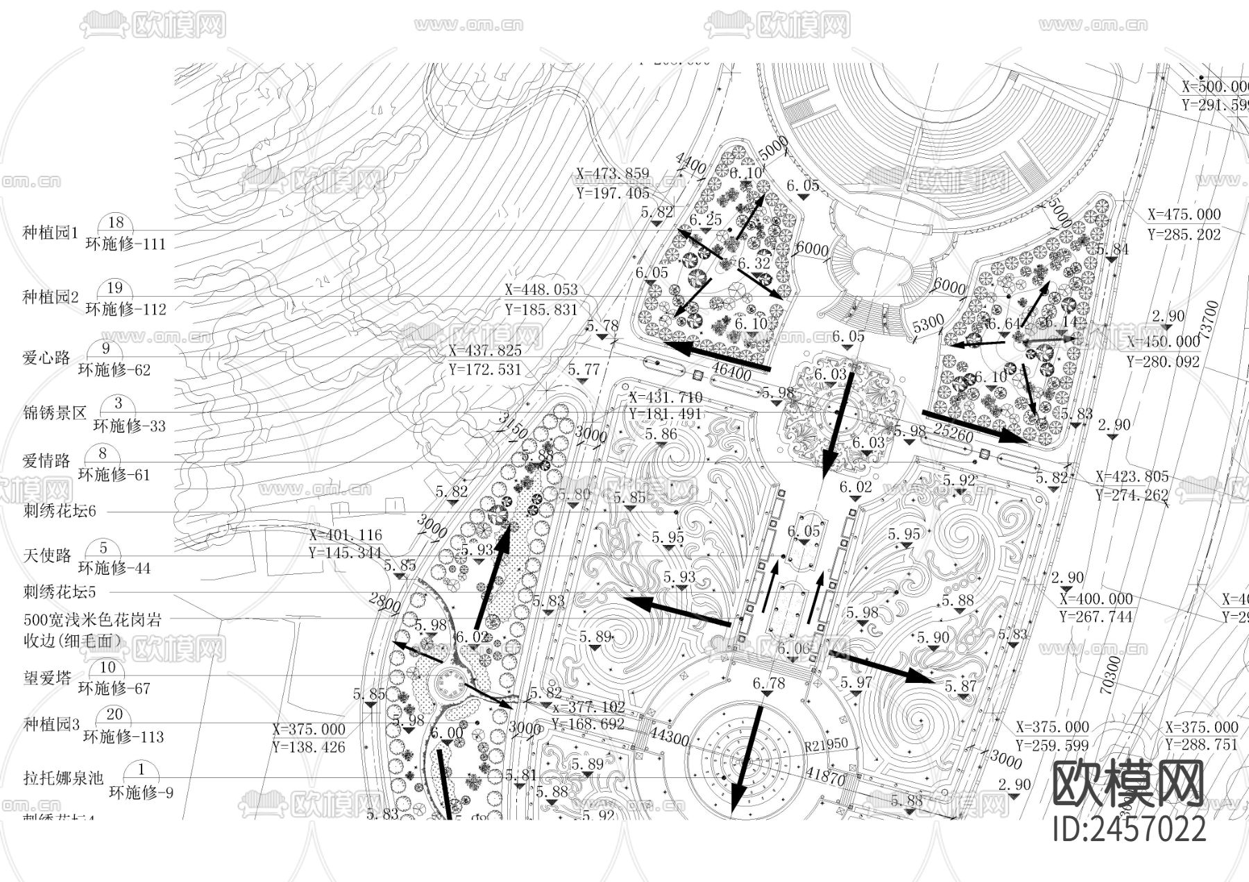 宫廷花园景观cad平面图下载（渲染图3）
