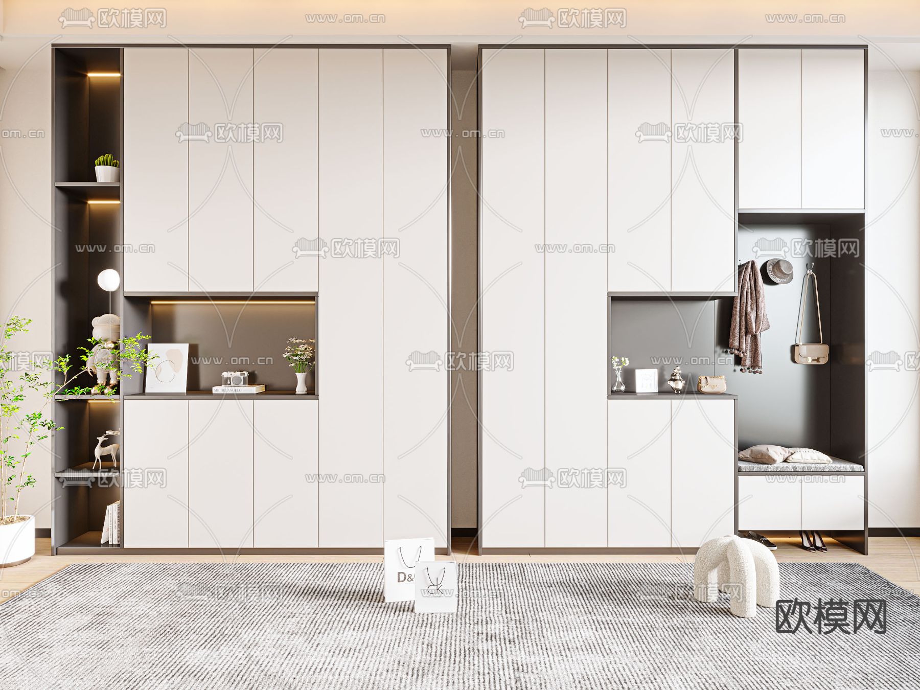 现代玄关鞋柜 鞋帽柜3d模型下载