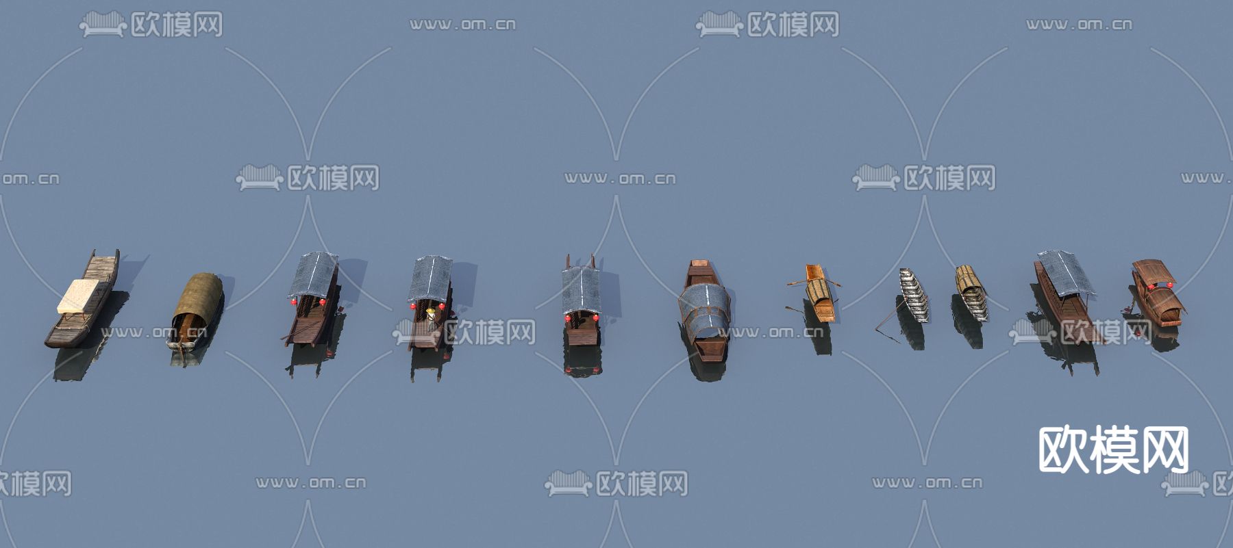 中式古代船 木船3d模型