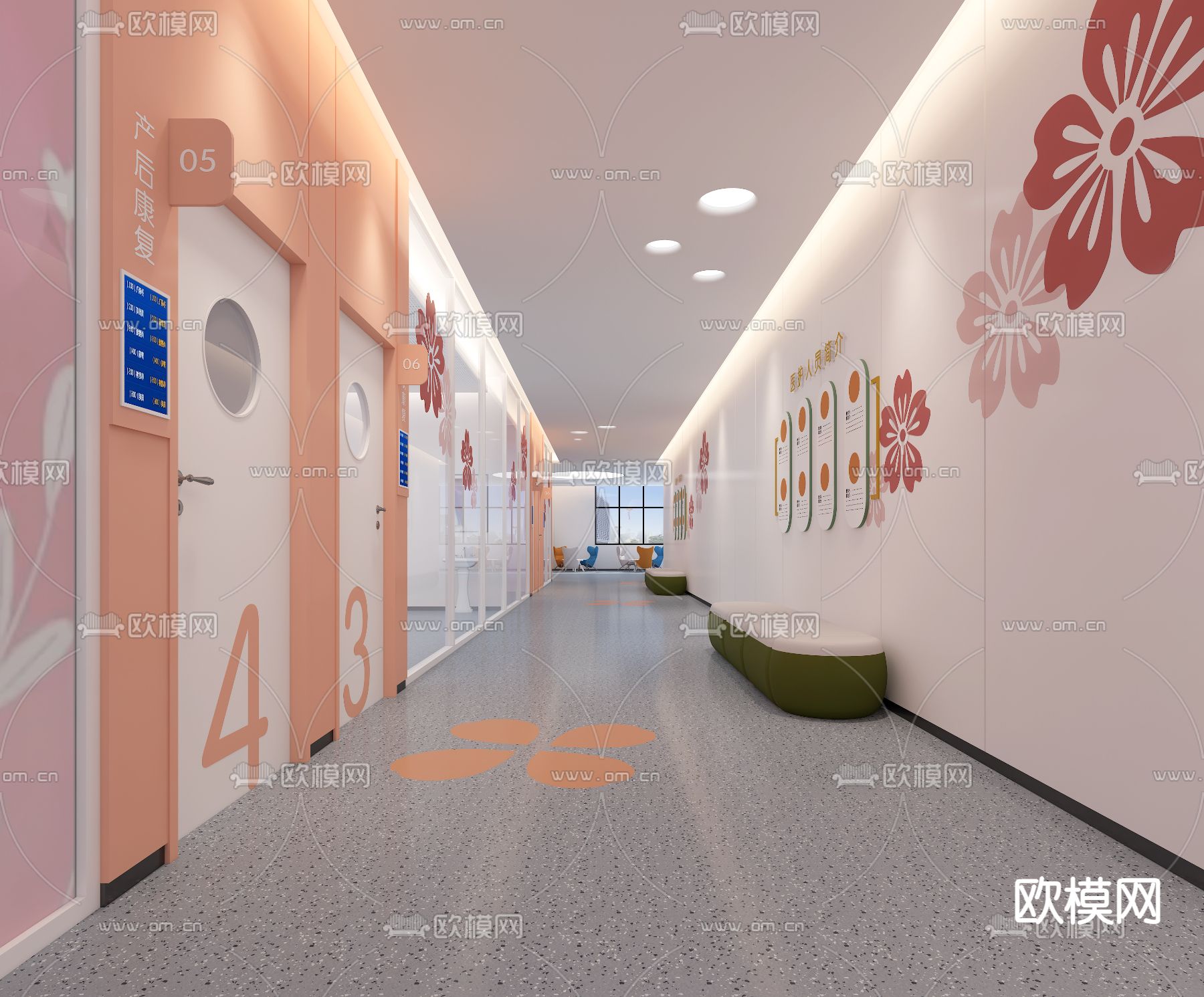 医院康复走廊3d模型下载