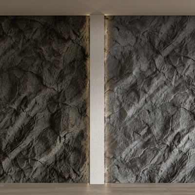 现代毛石背景墙su模型