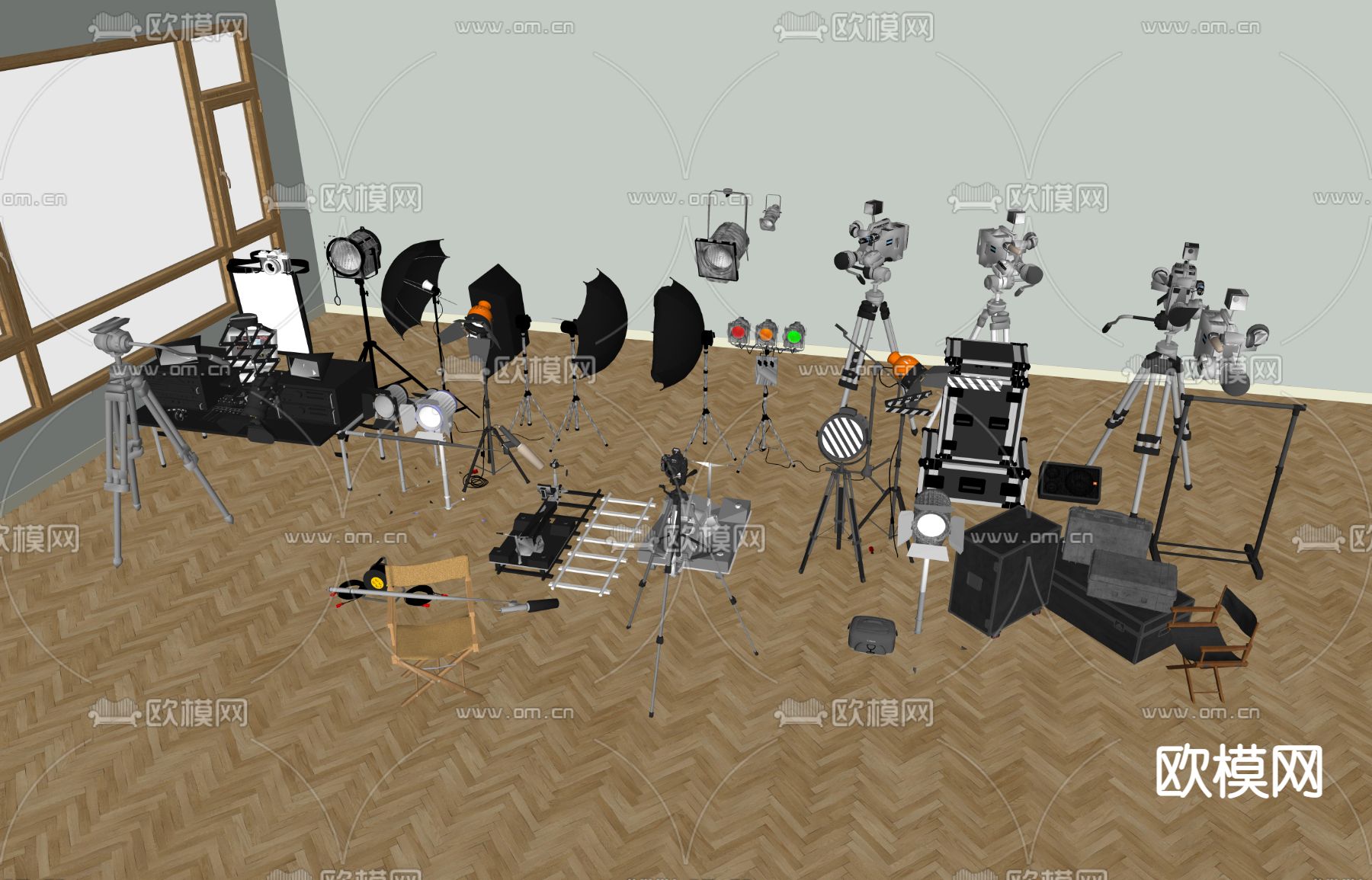 摄影机 摄影灯 摄影器材su模型下载