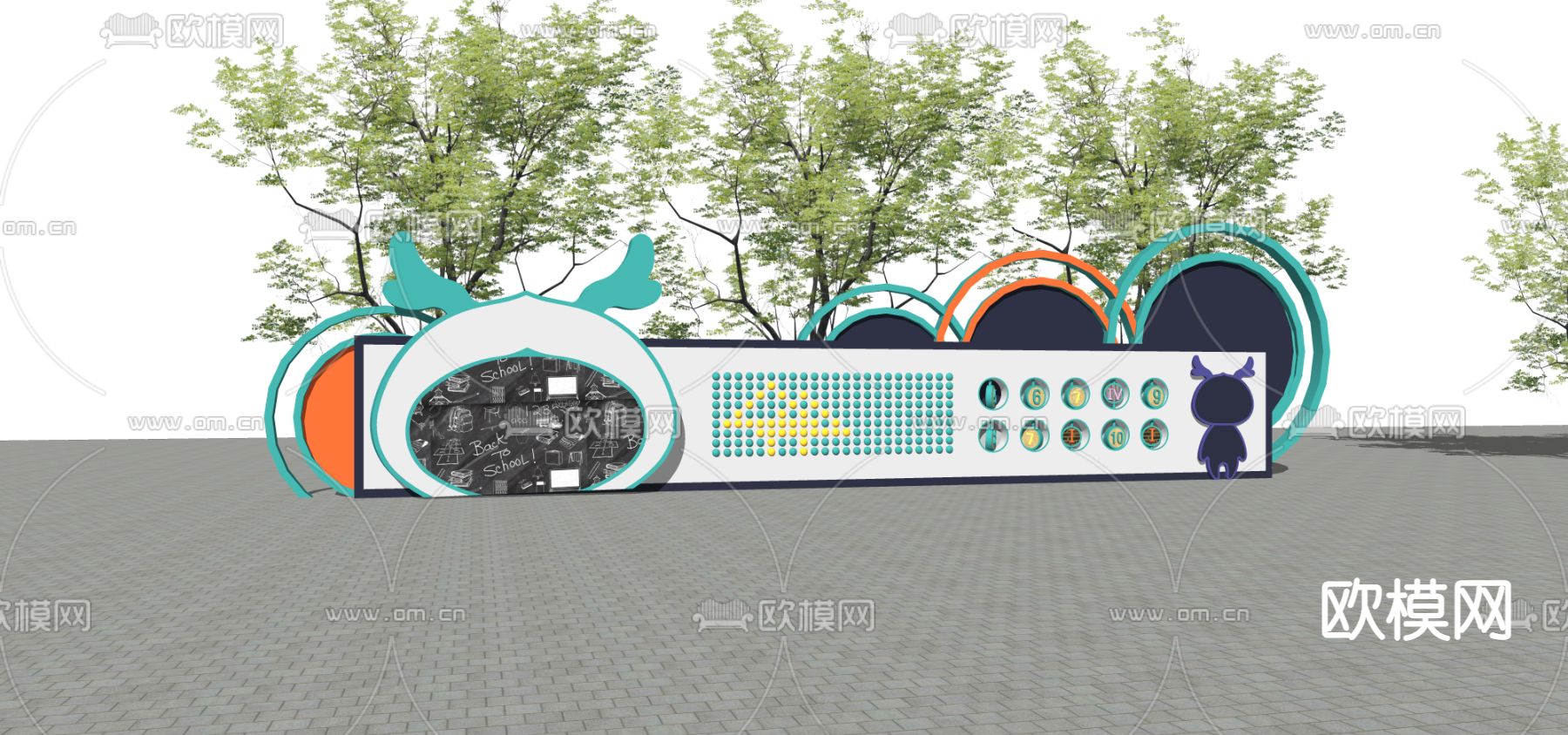 儿童互动景墙su模型下载（渲染图1）