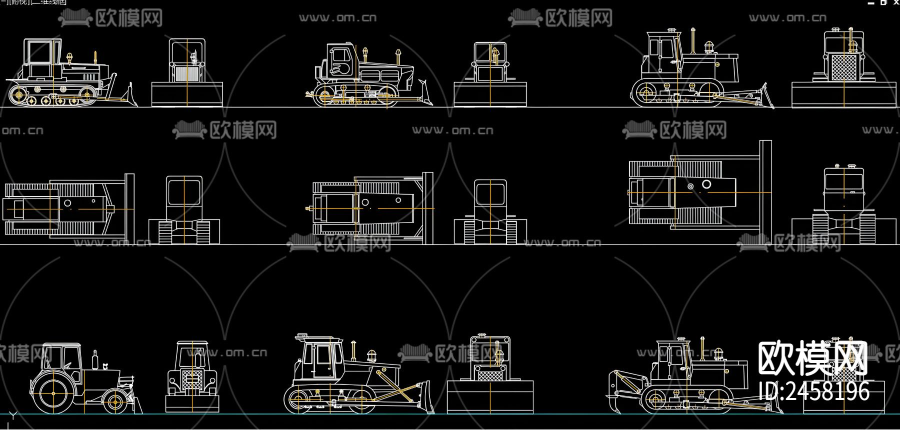 推土机CAD图库下载（渲染图2）