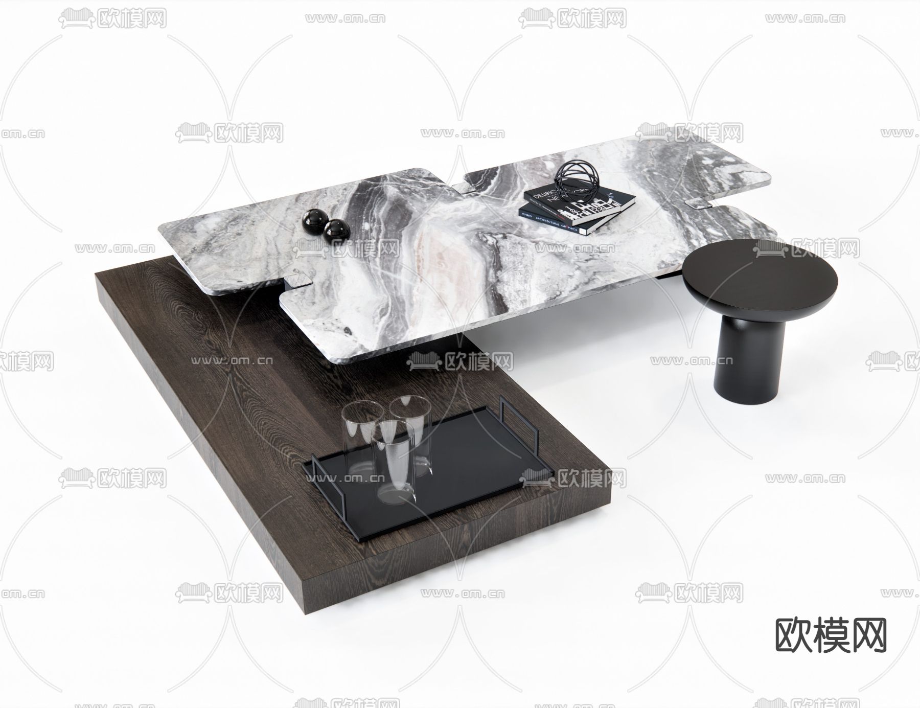 北欧茶几su模型下载（渲染图1）