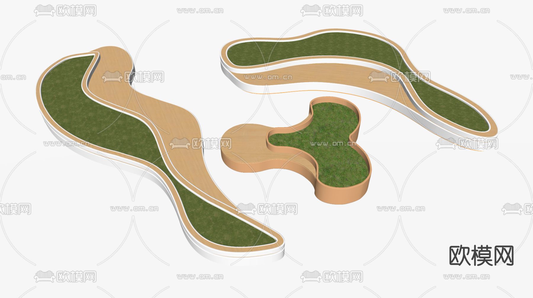 现代景观树池 景观座椅su模型下载（渲染图2）