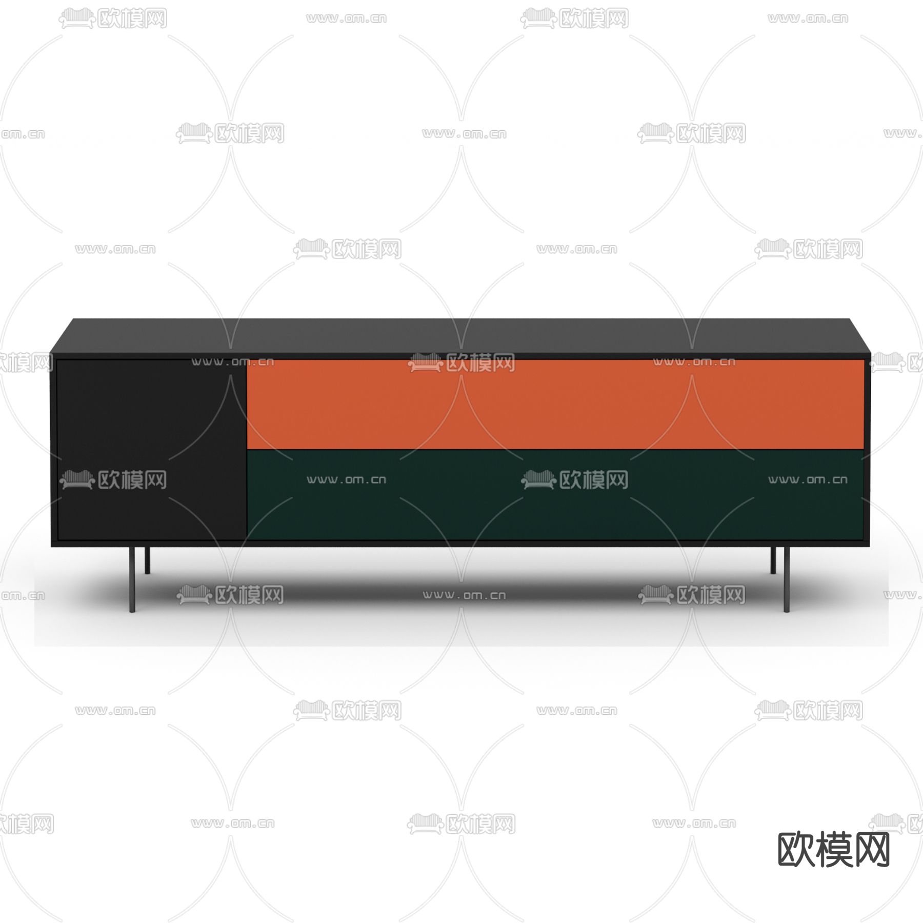 现代极简实木电视柜免费3d模型下载