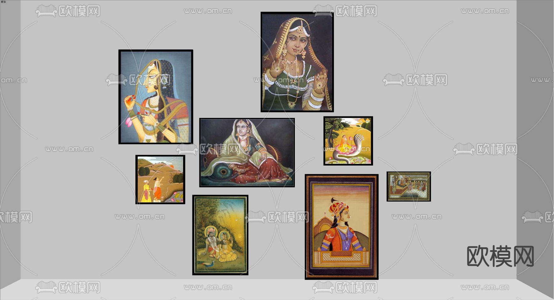 欧式装饰画 挂画su模型下载（渲染图2）