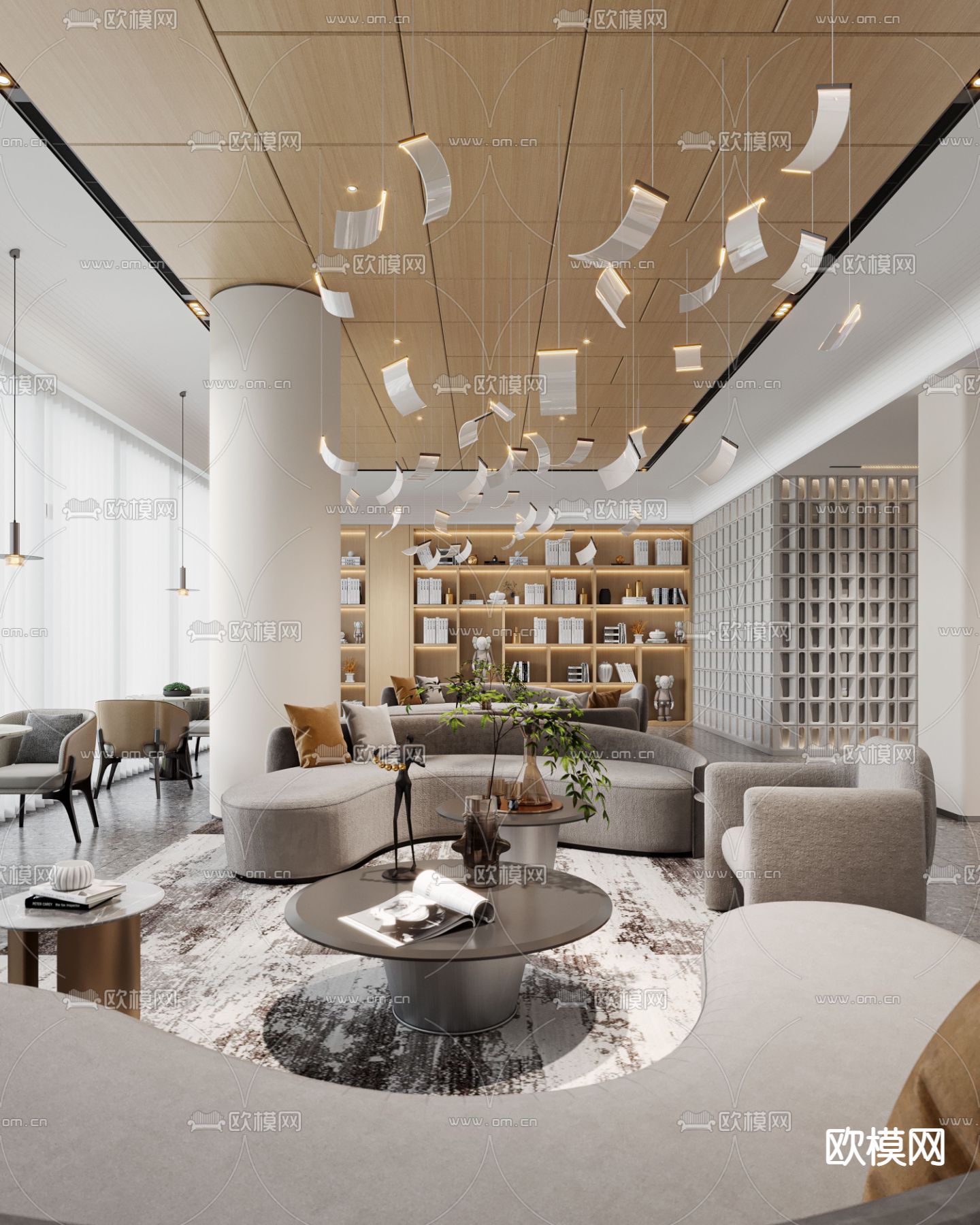 现代酒店大堂3d模型下载