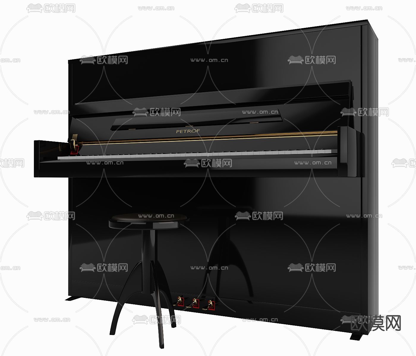 现代电子钢琴3d模型下载（渲染图3）