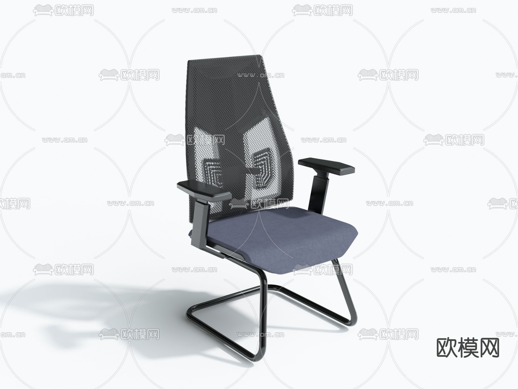 网布办公椅 班前椅 职员椅3d模型下载（渲染图5）