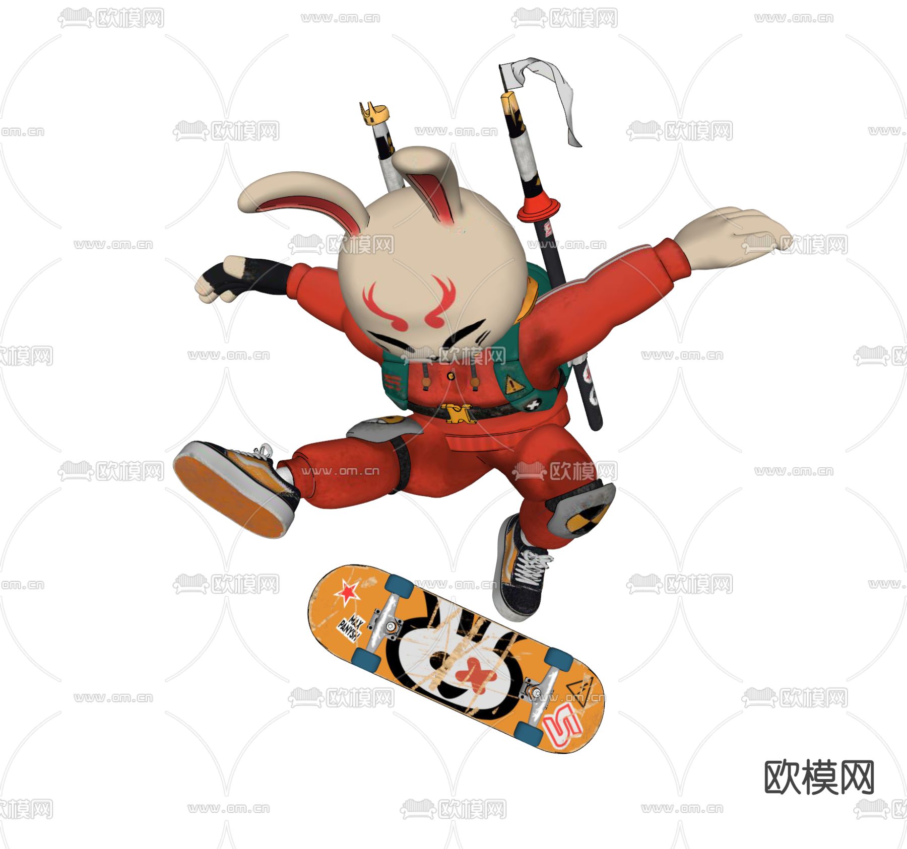 潮玩 兔子手办su模型下载（渲染图3）