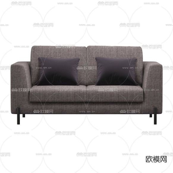 现代简约布艺双人沙发免费3d模型下载