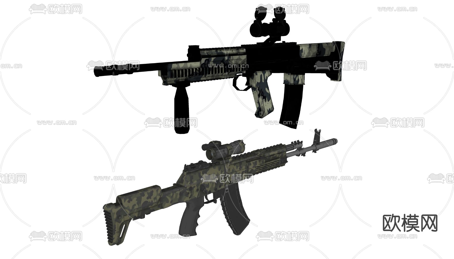 冲锋枪 步枪 狙击枪su模型下载（渲染图2）