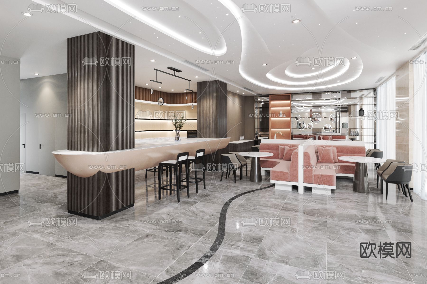 UOWAIN由问设计 现代精品酒店大堂su模型下载