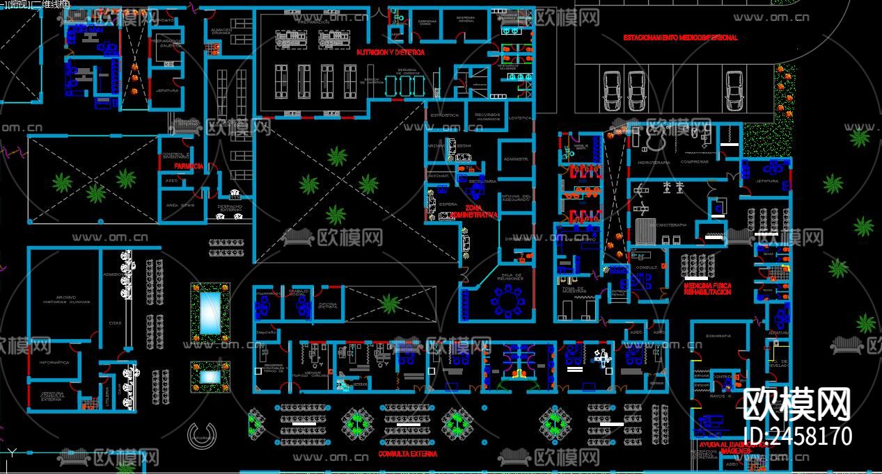 医院cad施工图下载（渲染图4）