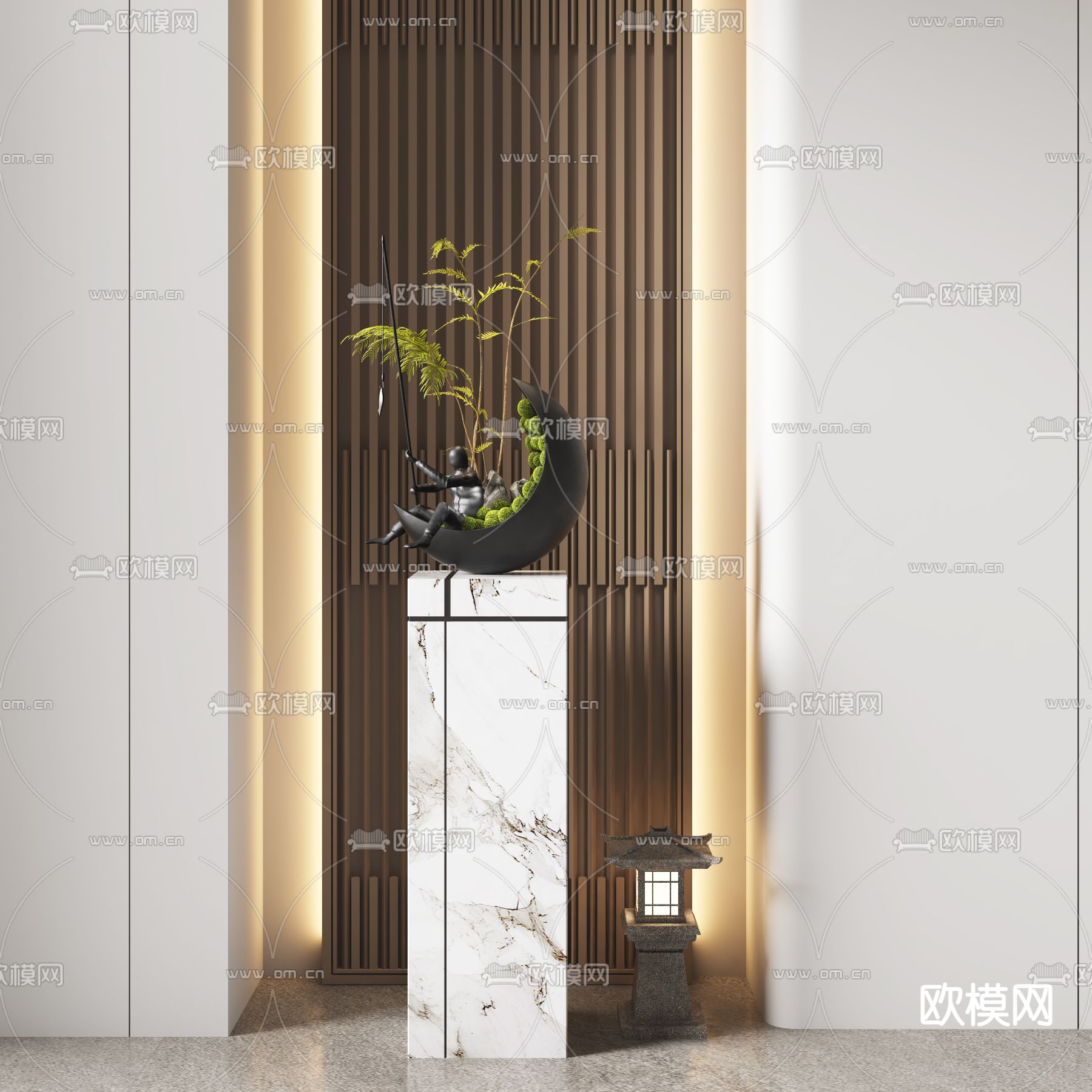 新中式盆景 盆栽su模型下载（渲染图1）