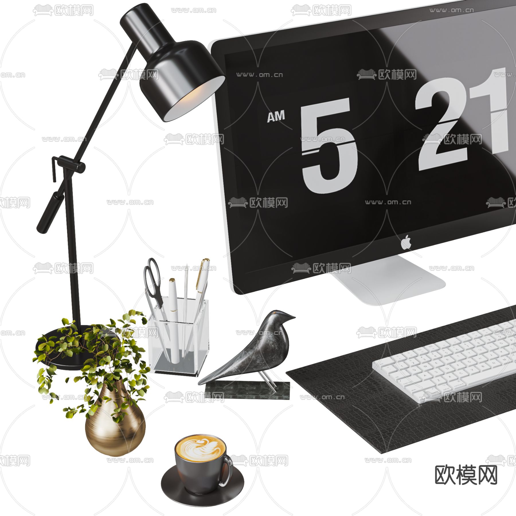 现代电脑办公用品3d模型下载（渲染图2）