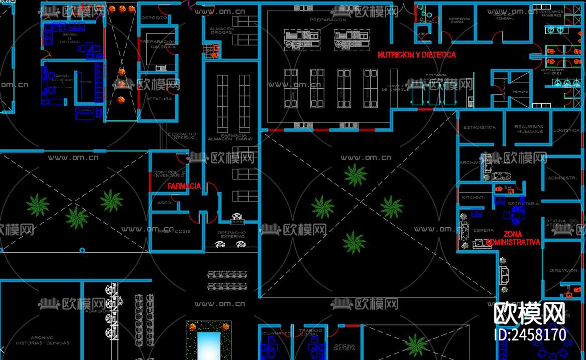 医院cad施工图下载（渲染图3）
