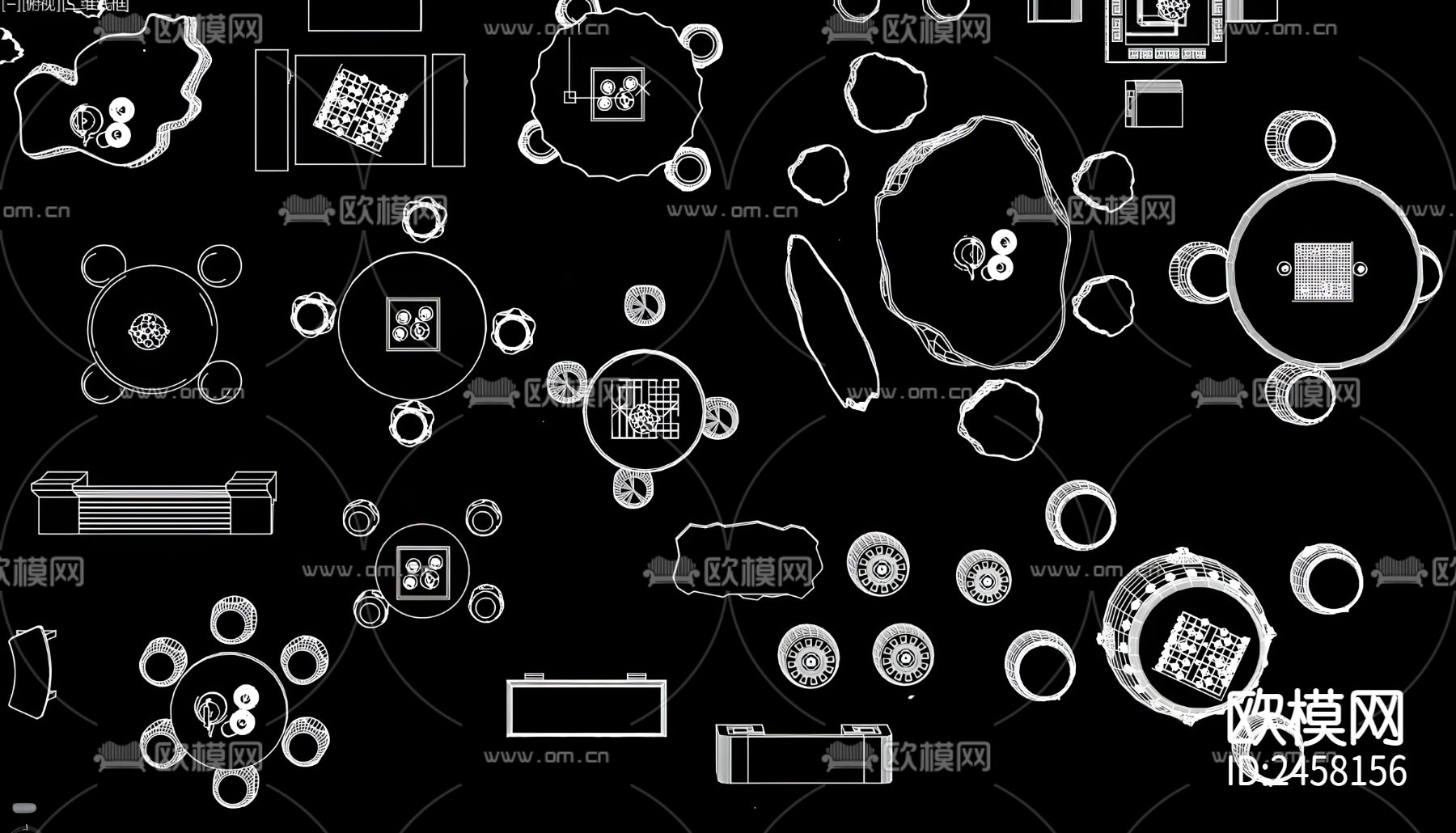 新中式石座椅CAD图库下载（渲染图3）