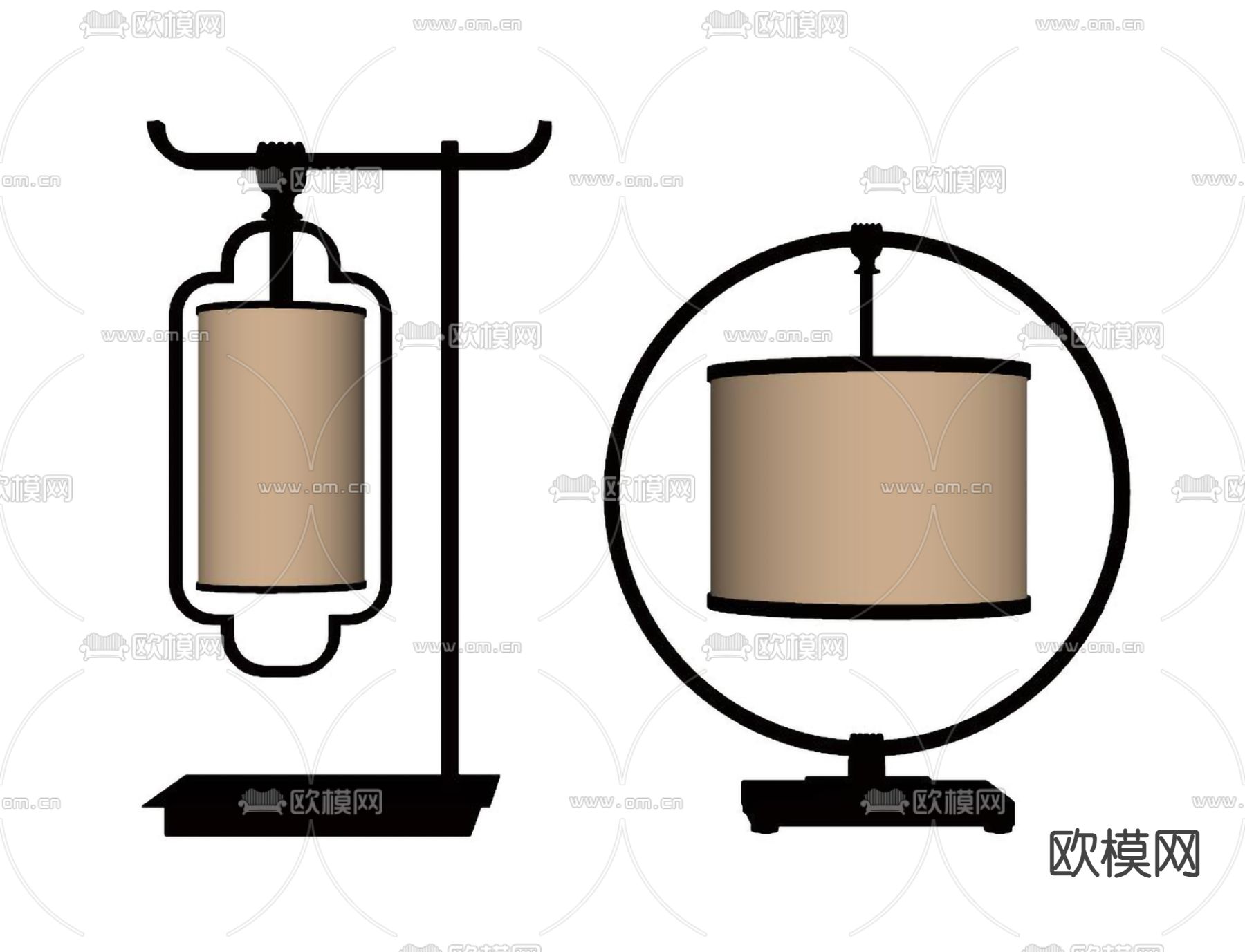 新中式台灯su模型下载（渲染图2）