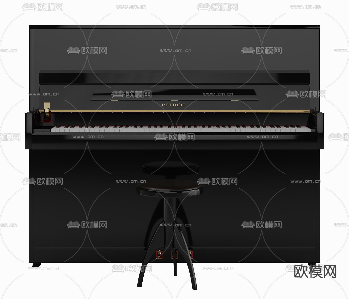 现代电子钢琴3d模型下载（渲染图2）