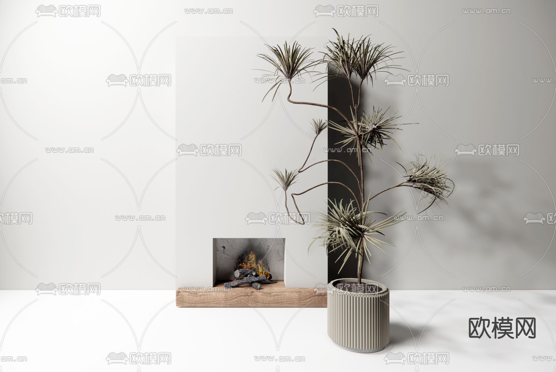 侘寂风绿植盆栽 盆景su模型下载（渲染图1）