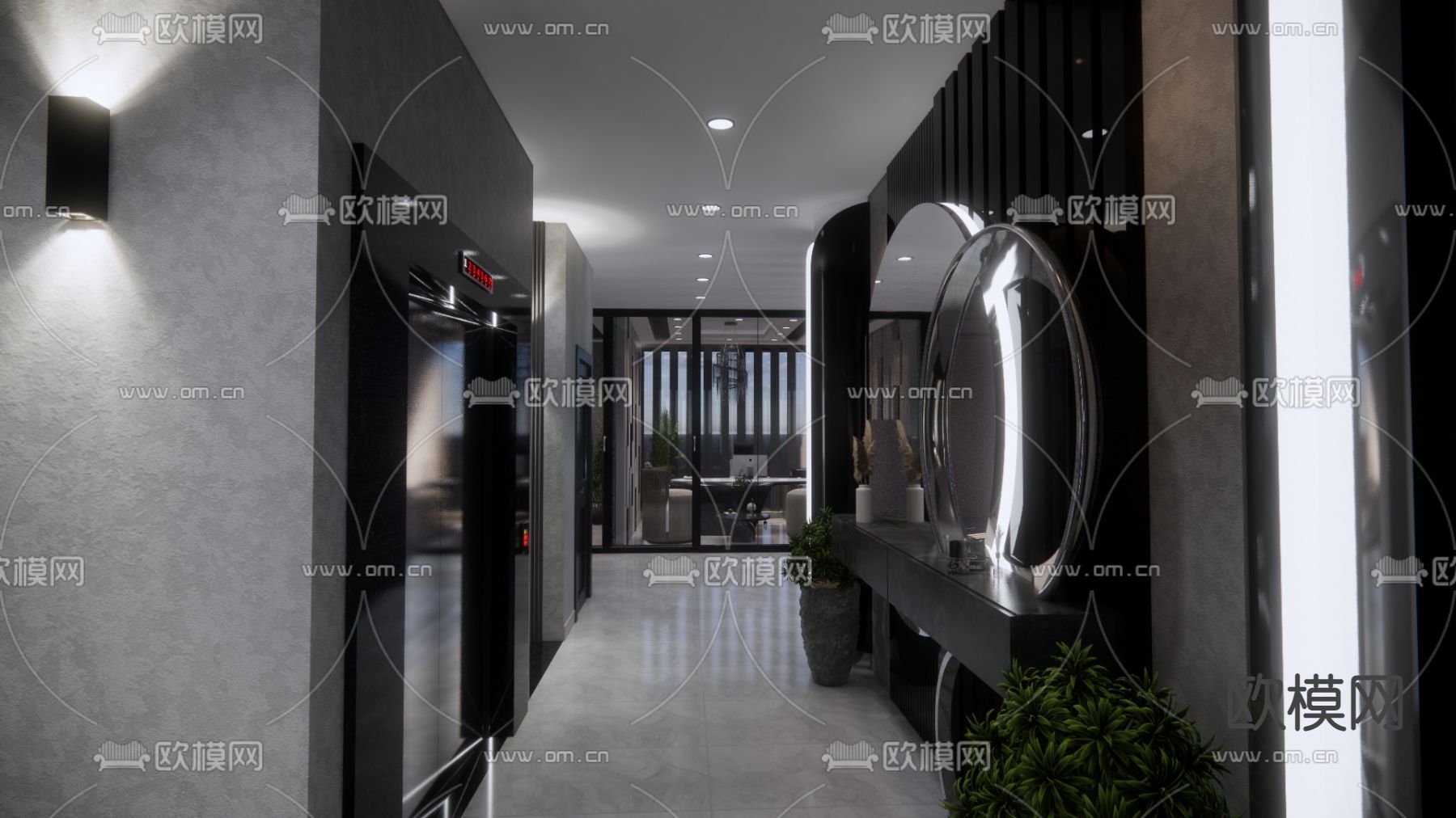 高级灰美容院su模型下载（渲染图5）