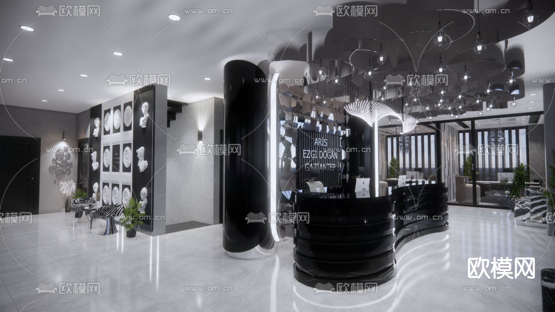 高级灰美容院su模型下载（渲染图4）