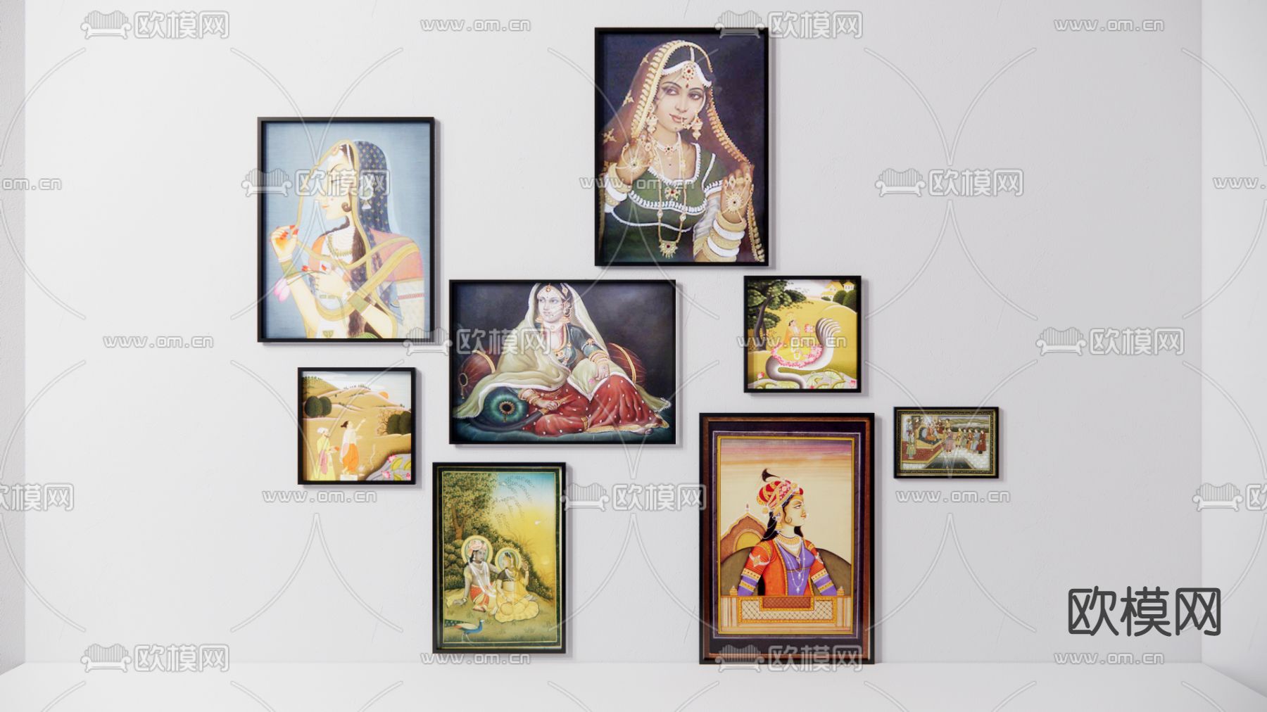 欧式装饰画 挂画su模型下载（渲染图1）