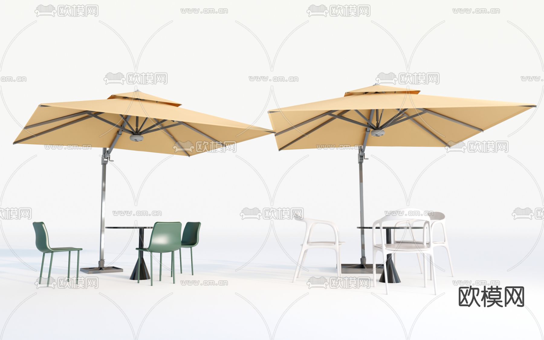 现代户外桌椅 户外餐桌椅su模型