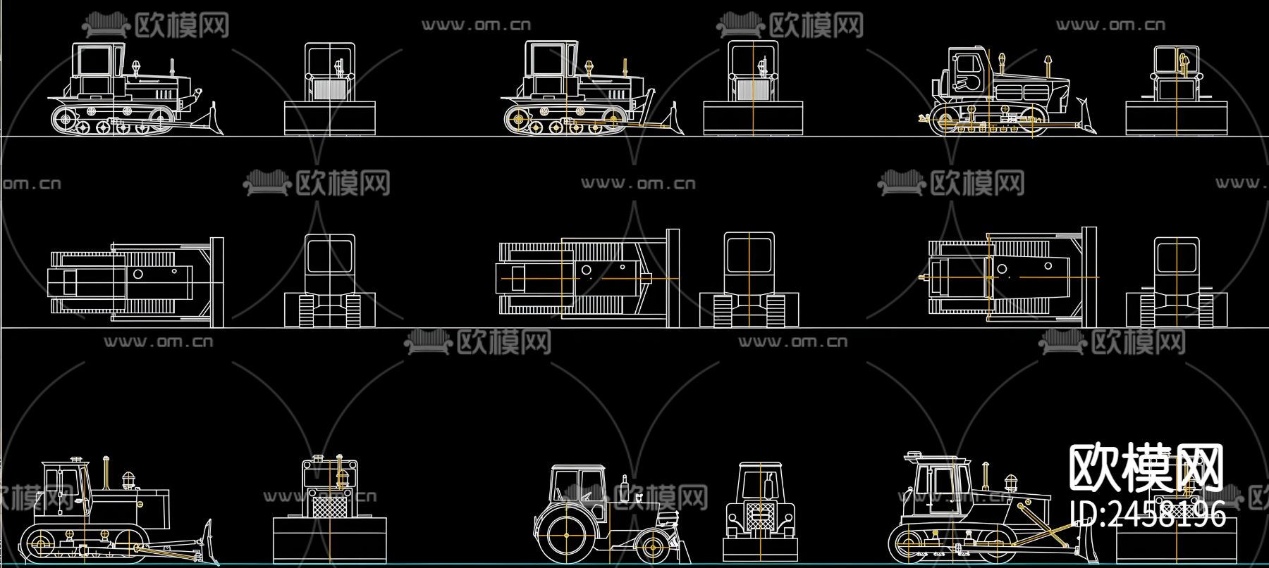 推土机CAD图库下载（渲染图1）