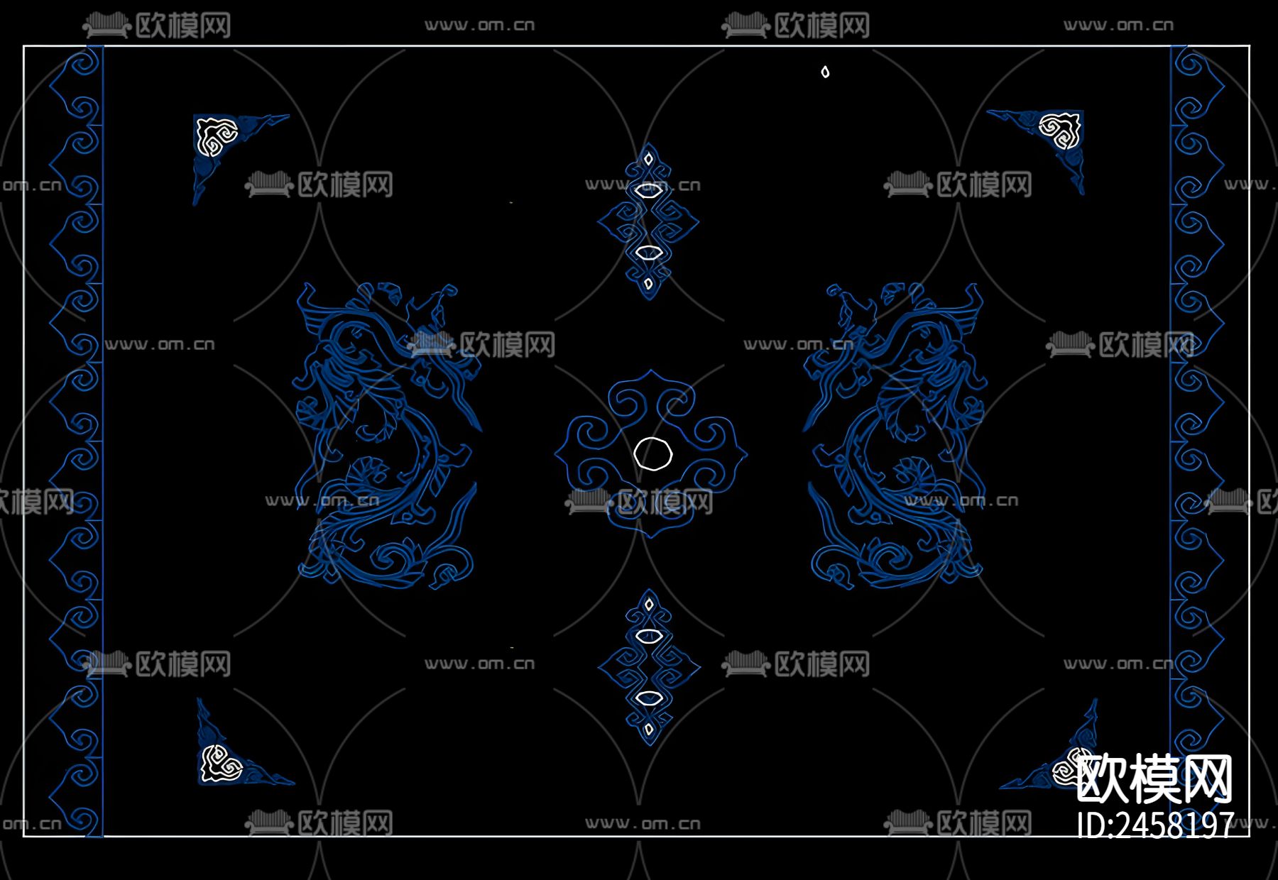 蒙氏花纹CAD图库下载（渲染图1）