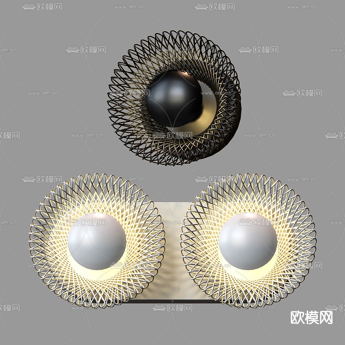 工业风铁艺壁灯su模型