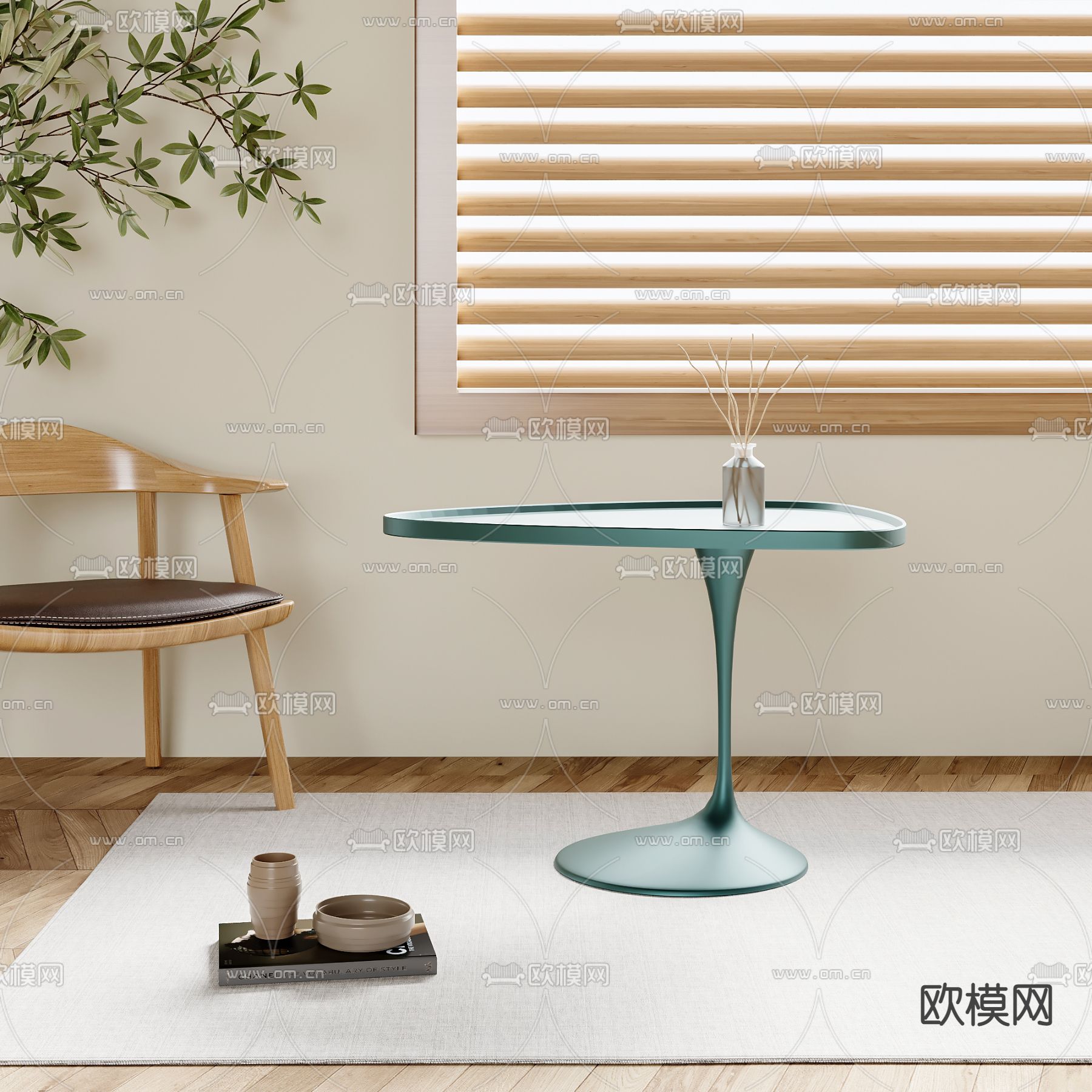 现代边几角几3d模型下载