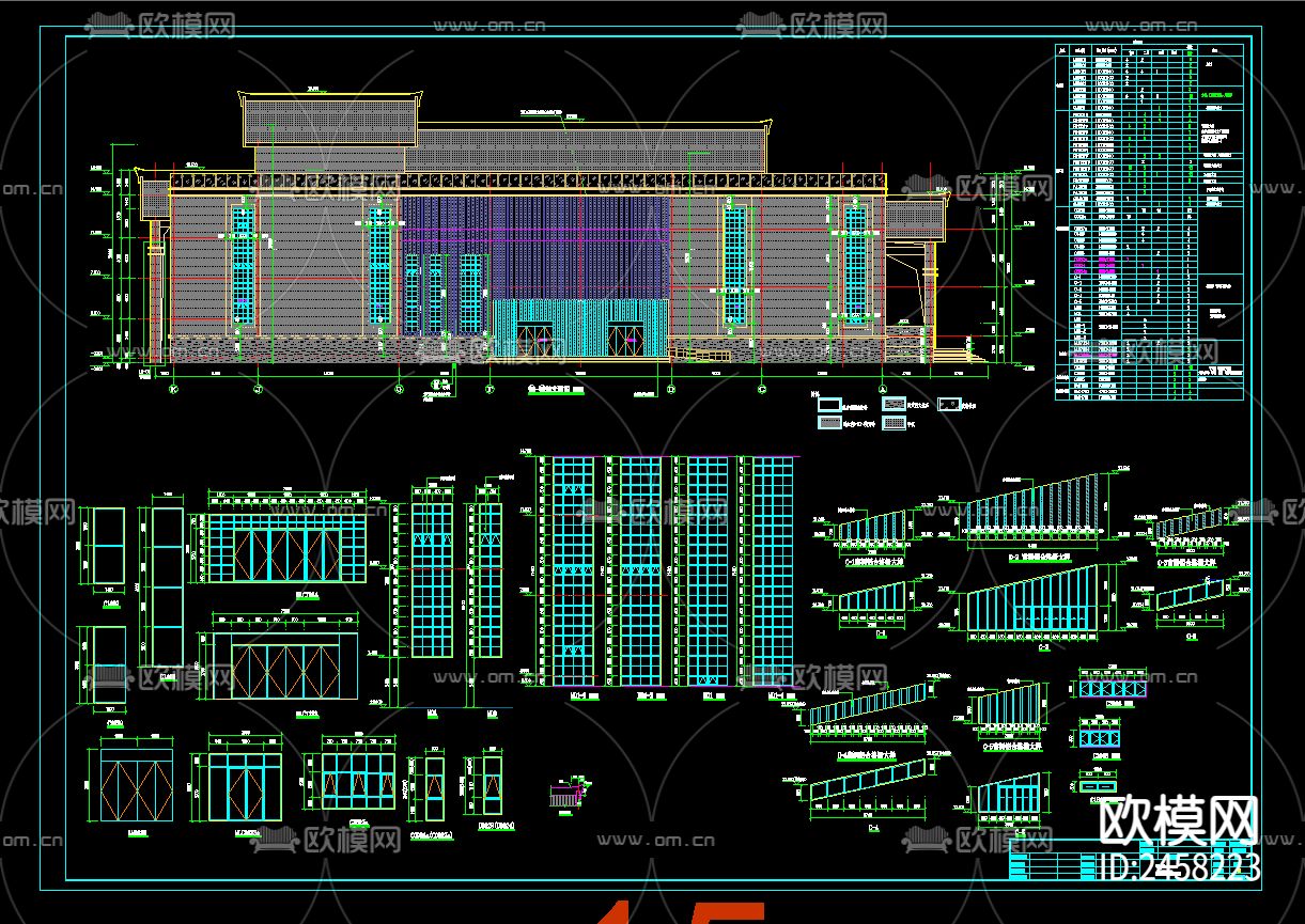 学校学生礼堂建筑CAD施工图下载（渲染图6）