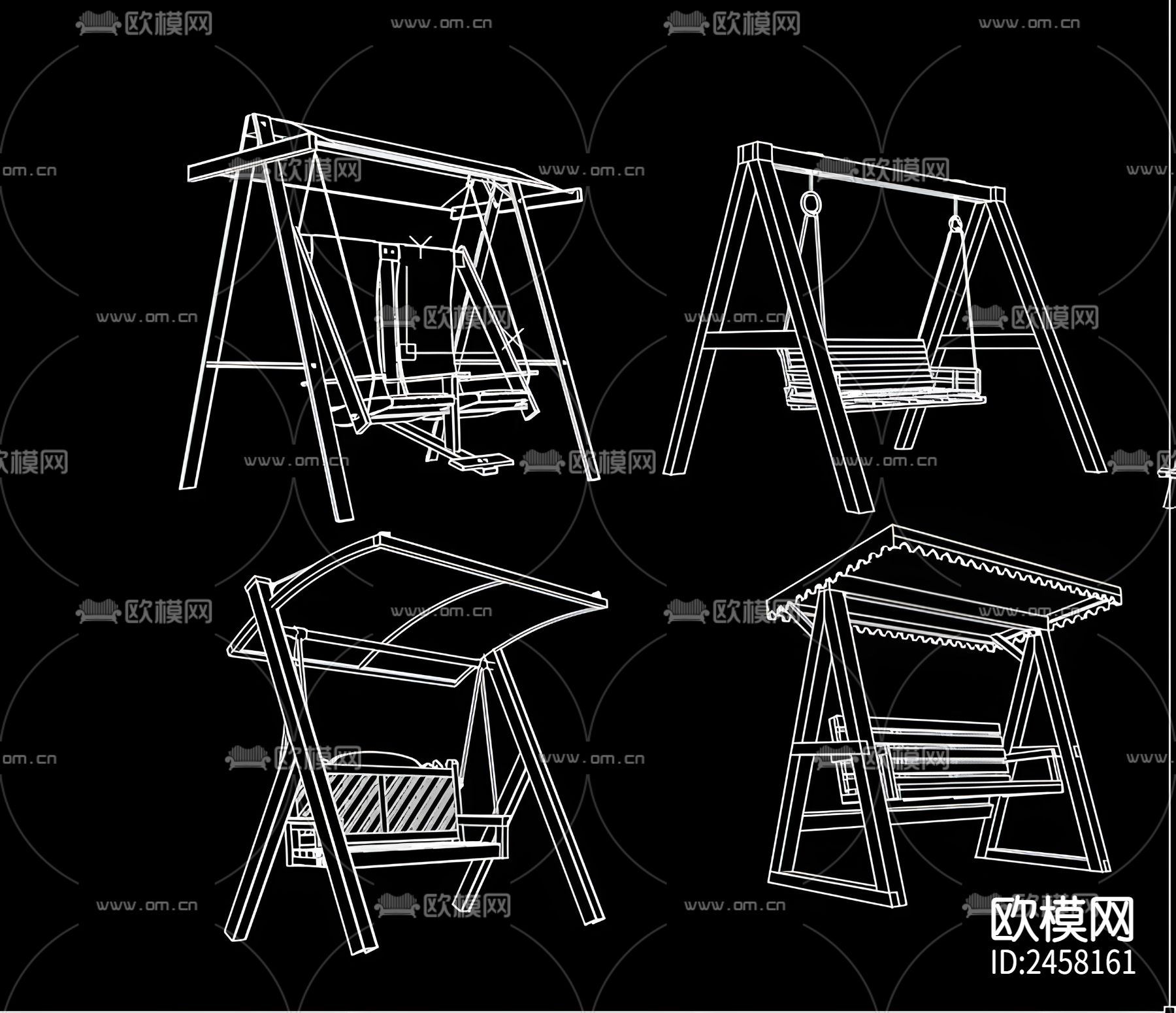 户外秋千CAD图库下载（渲染图3）