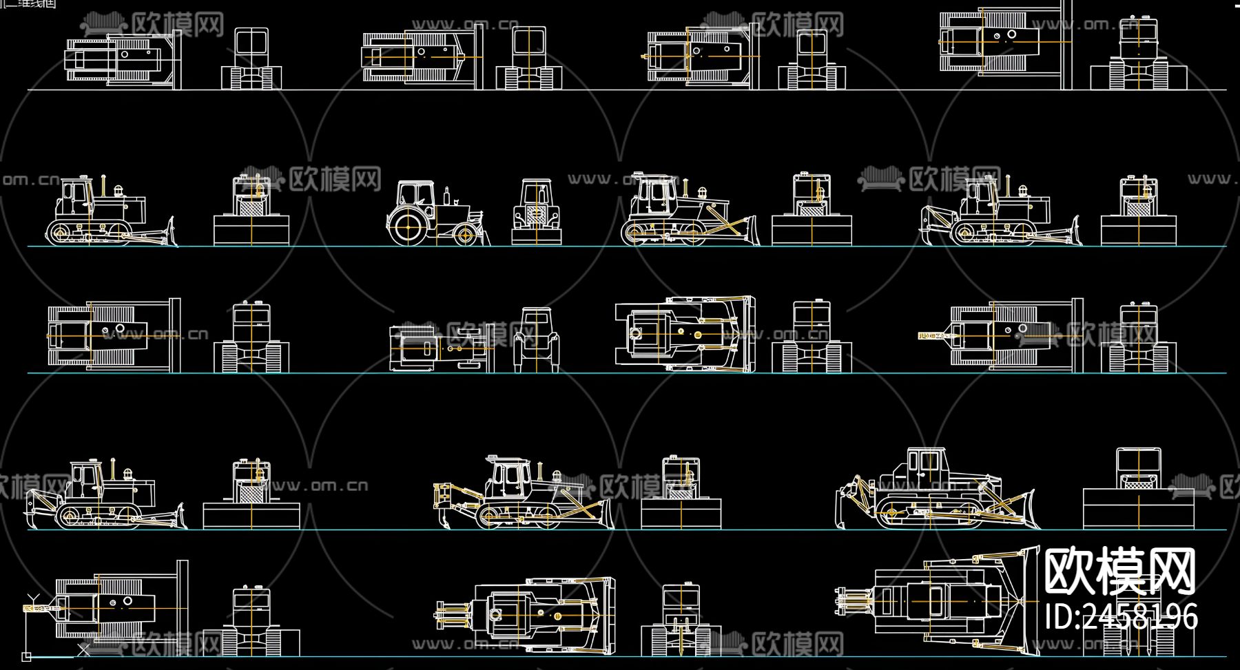 推土机CAD图库下载（渲染图4）