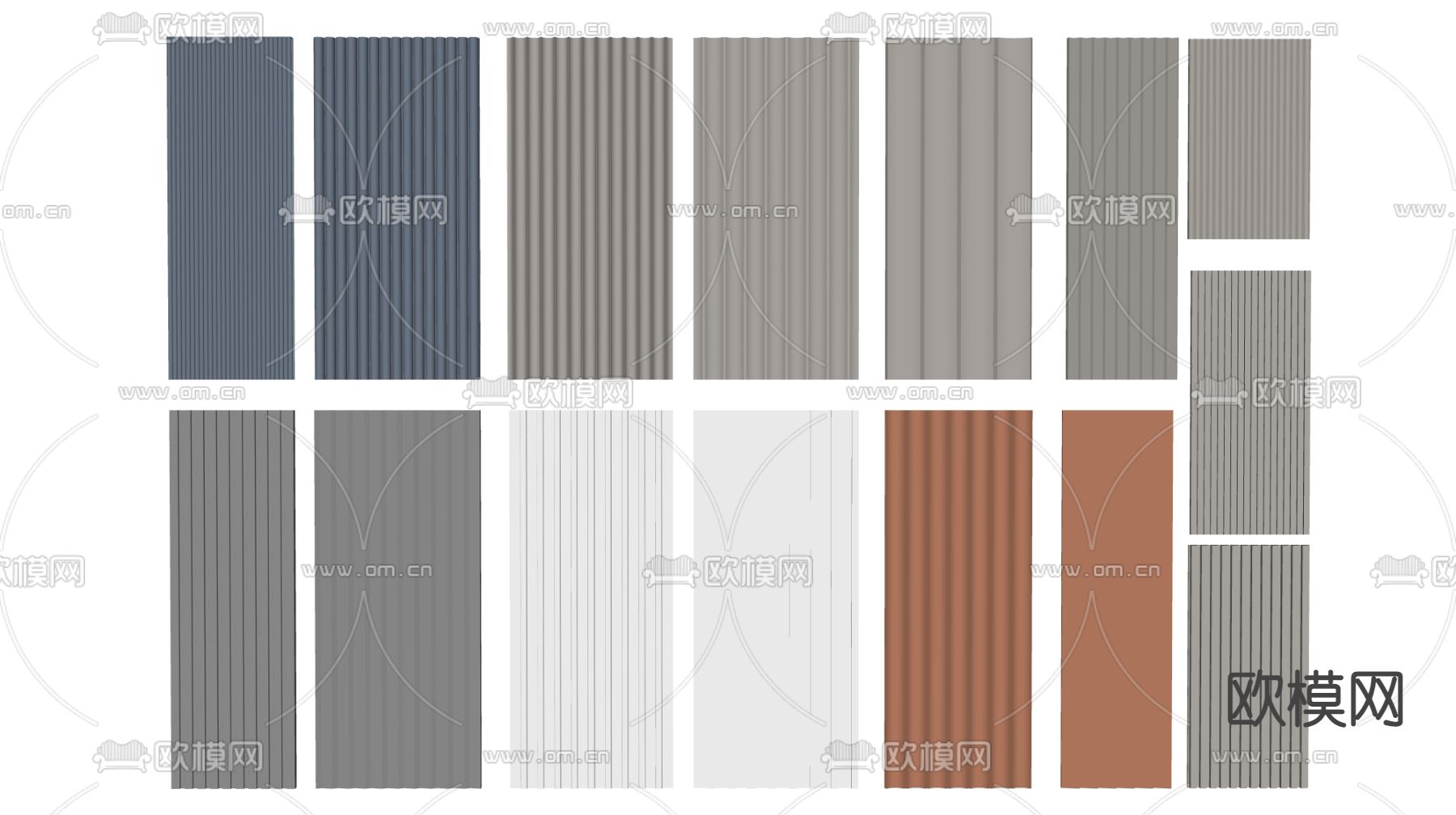 现代护墙板 波浪板su模型下载（渲染图2）