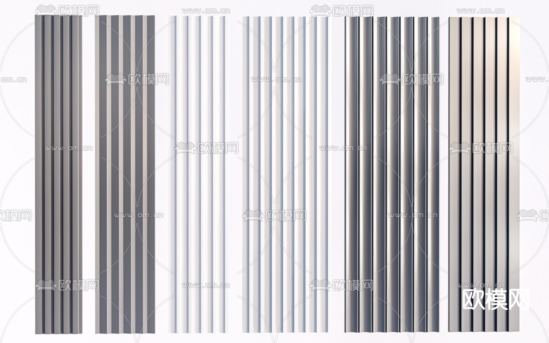 现代护墙板 波浪板su模型下载（渲染图1）