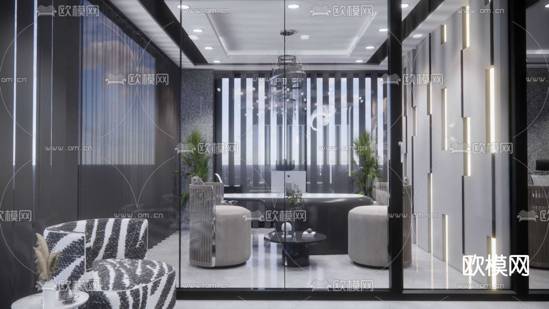 高级灰美容院su模型下载（渲染图3）