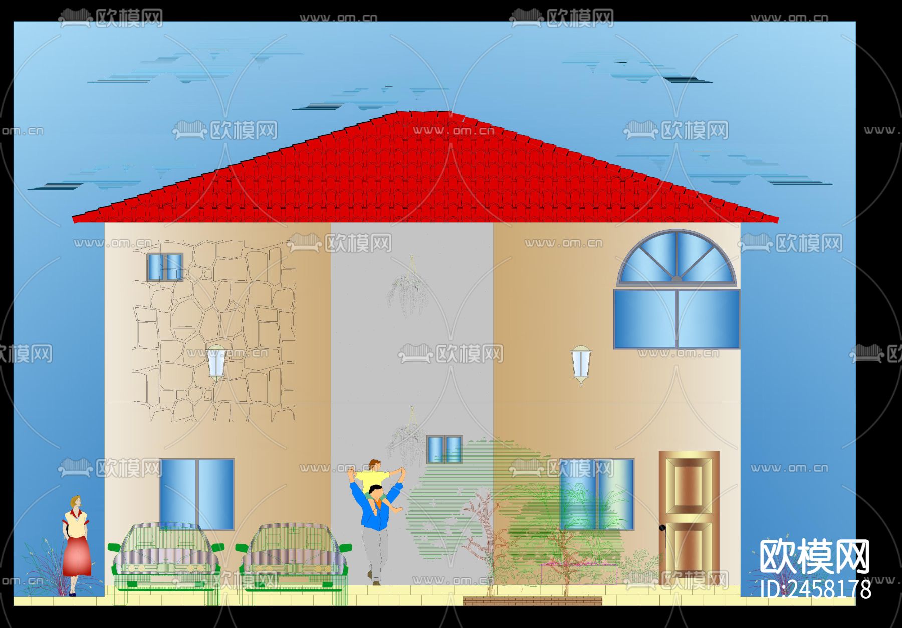 别墅CAD彩平图下载（渲染图4）