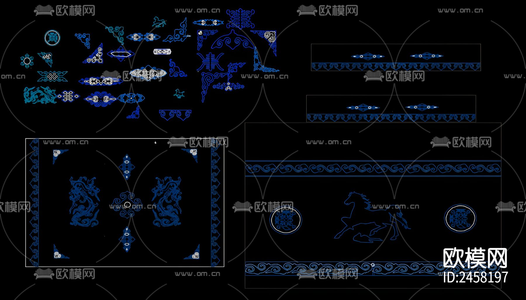 蒙氏花纹CAD图库下载（渲染图4）