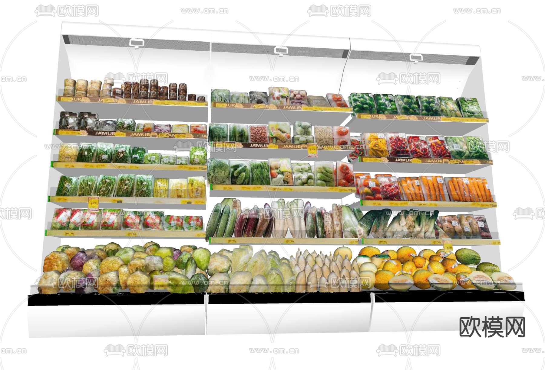 超市冷藏柜 蔬菜保鲜柜su模型下载（渲染图2）