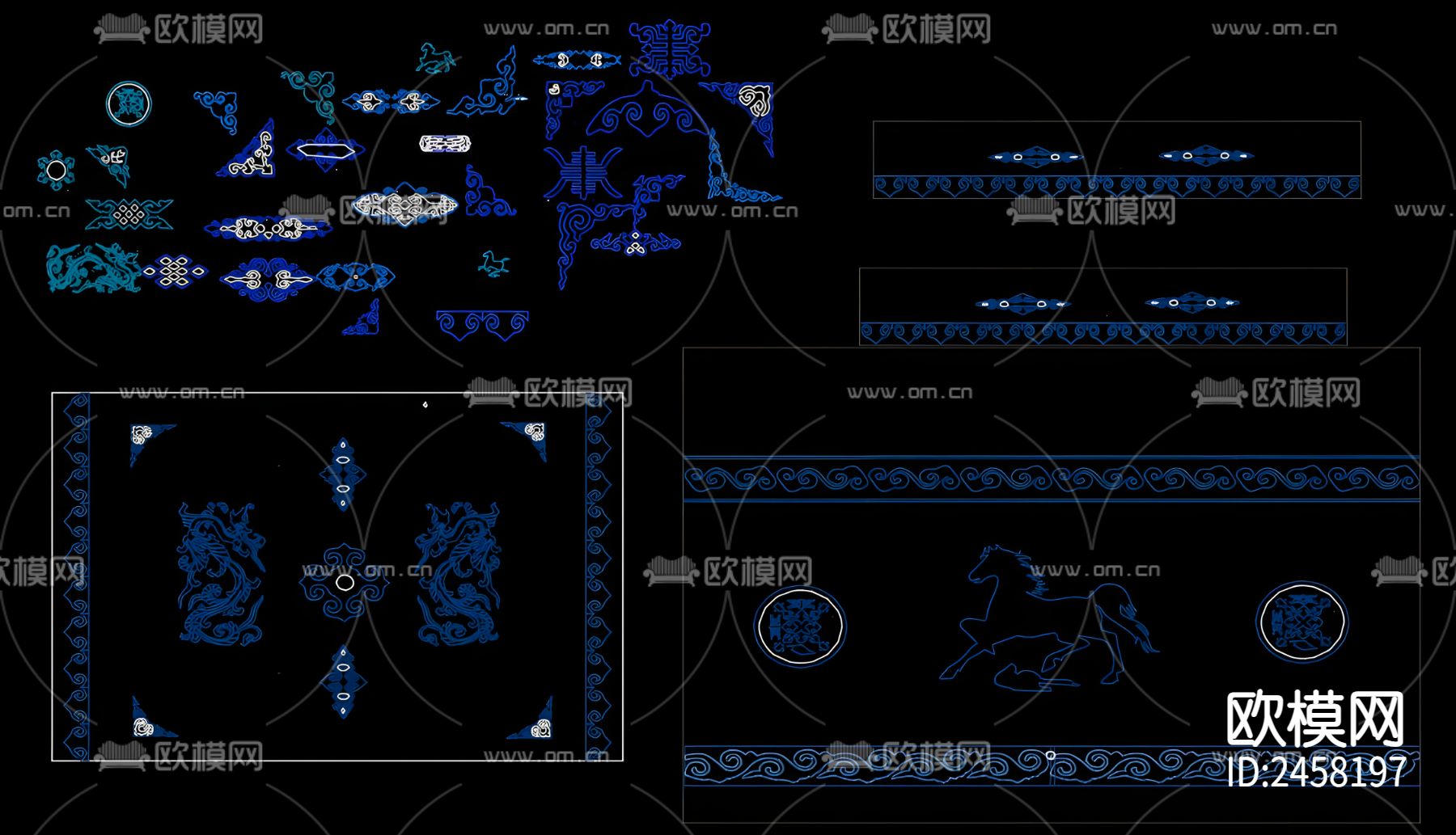 蒙氏花纹CAD图库下载（渲染图3）