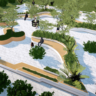  现代景观树池su模型 