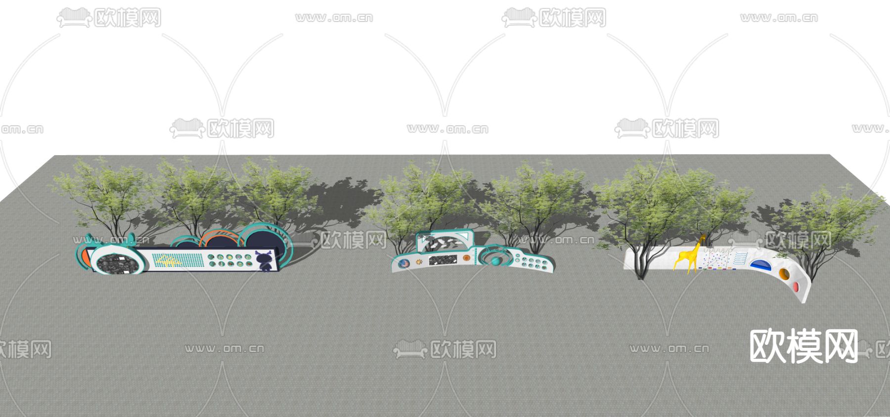 儿童互动景墙su模型下载（渲染图4）