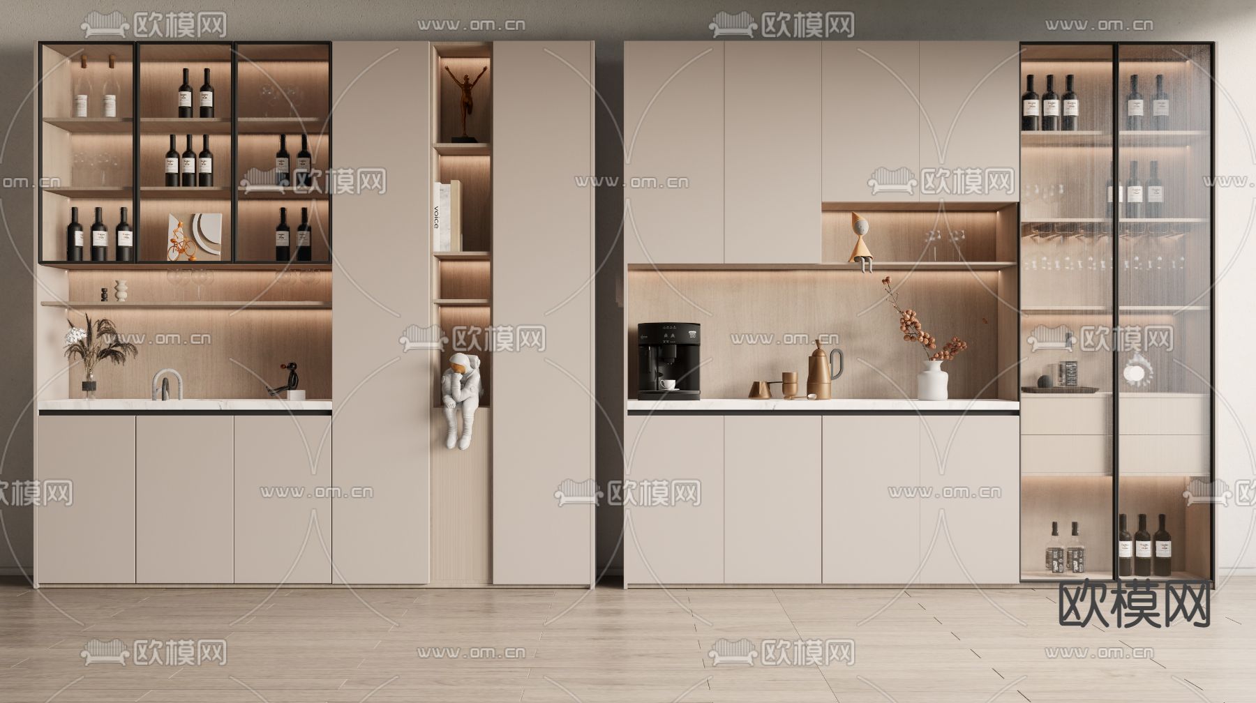 现代酒柜su模型