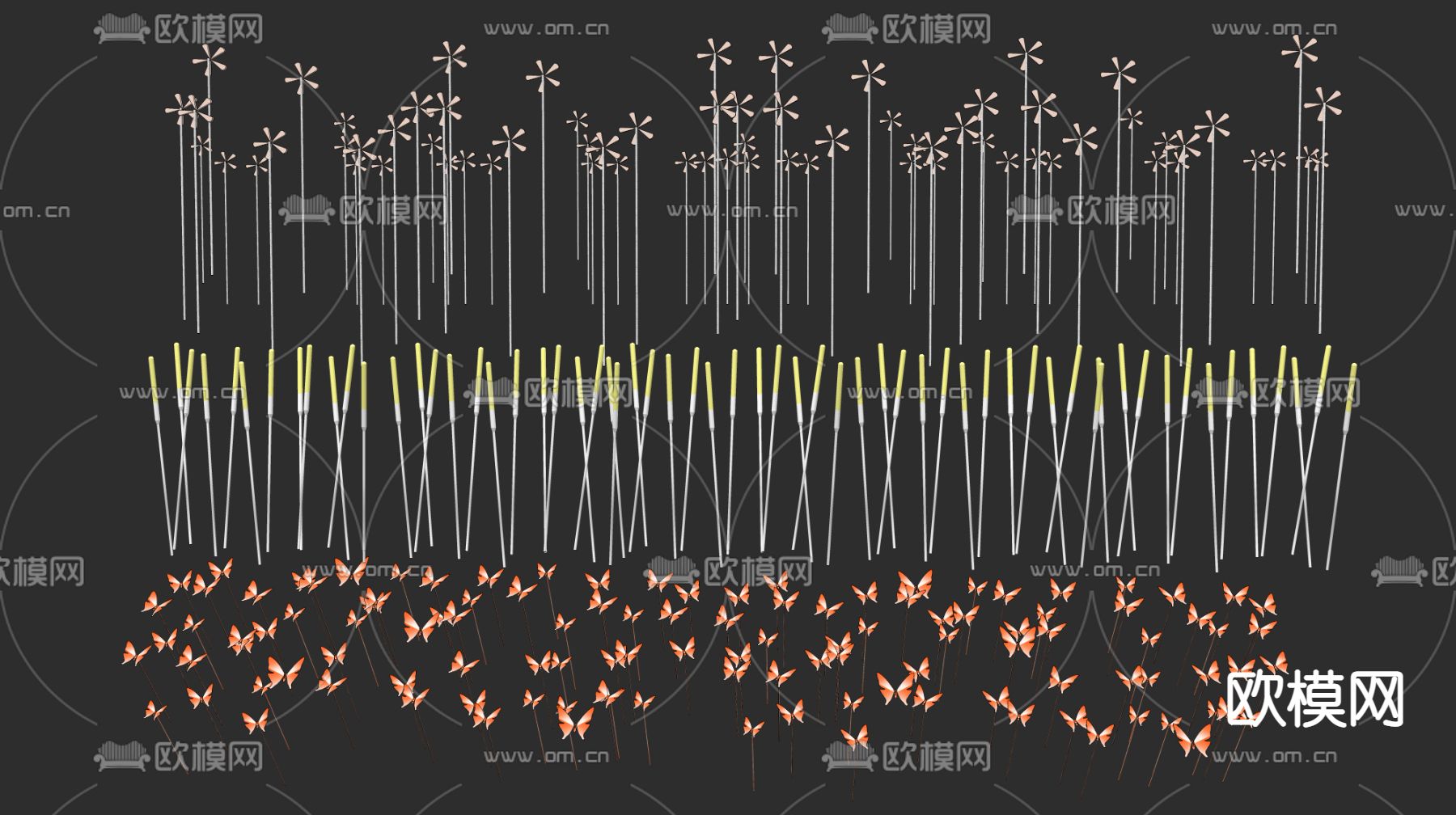 现代草坪灯 星星灯 户外景观灯su模型下载（渲染图2）