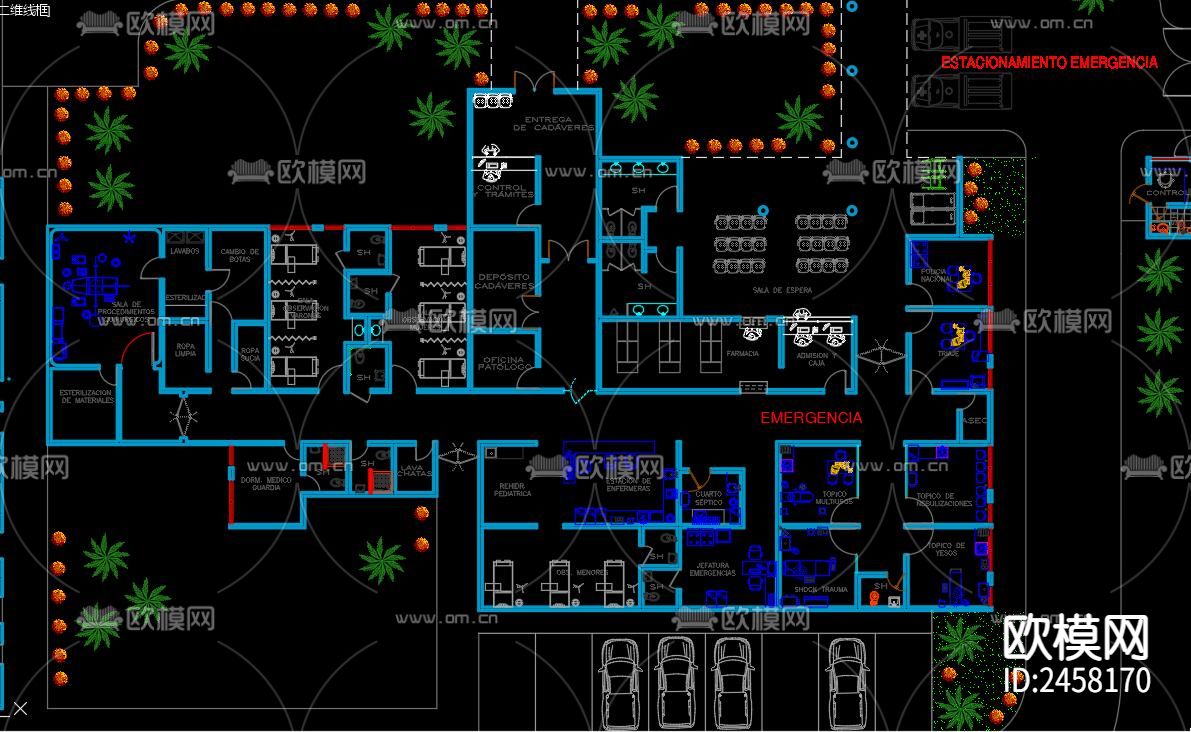 医院cad施工图下载（渲染图2）